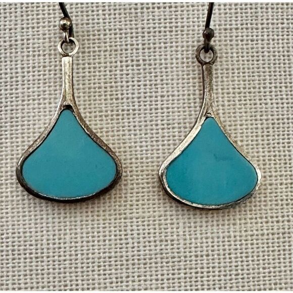 Sterling silver turquoise drop earrings - Picture 1 of 12